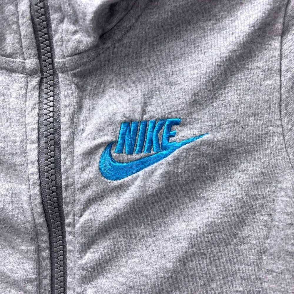 Nike Kids Small Gray Blue Full‎ Zip Hoodie Cotton Logo AA6628-063